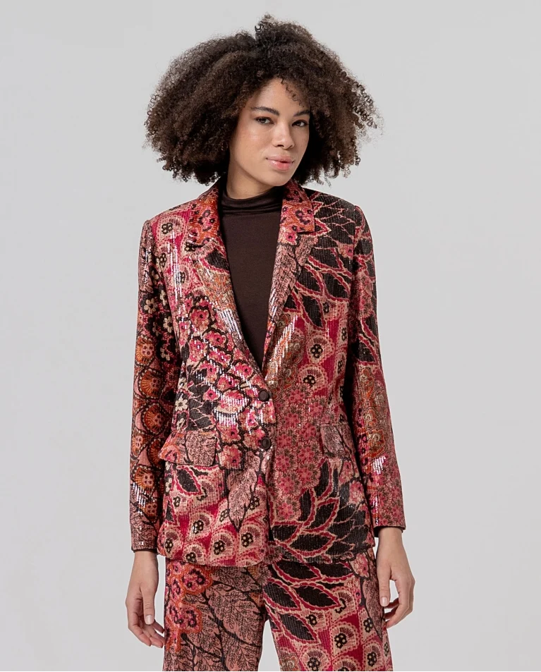 Americana Surkana estampado lentejuelas
