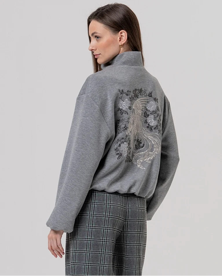 Bomber Surkana bordado espalda gris