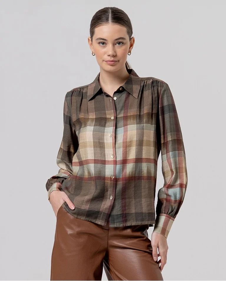 Camisa Surkana cuadros kaki