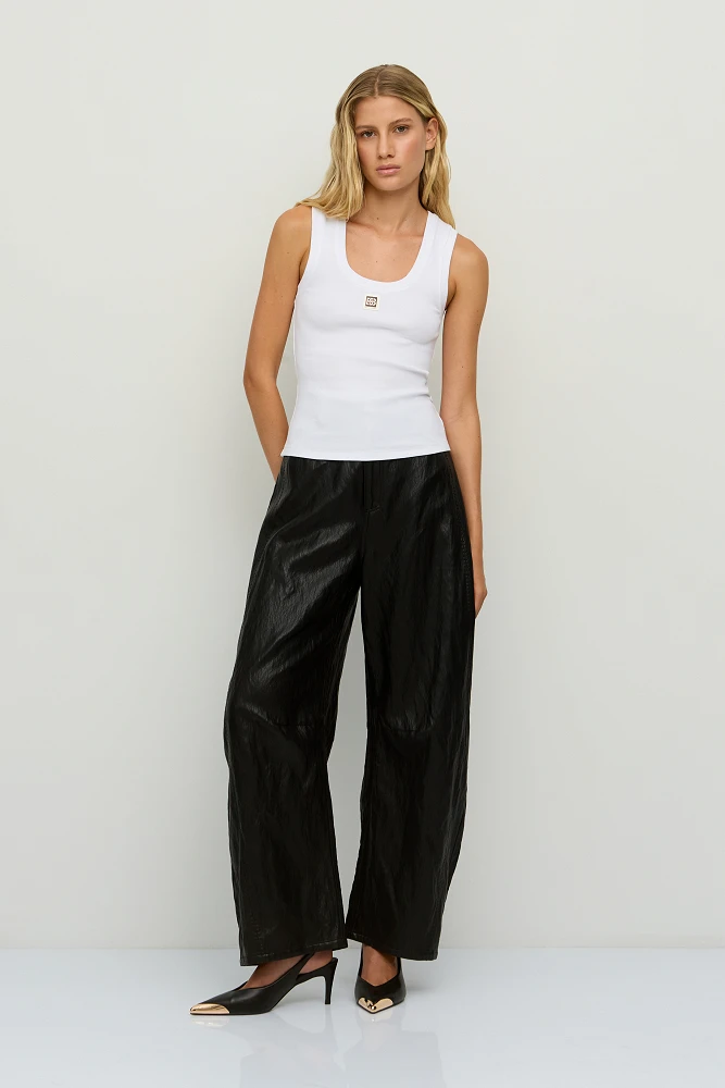 Pantalón BSB cuero negro largo