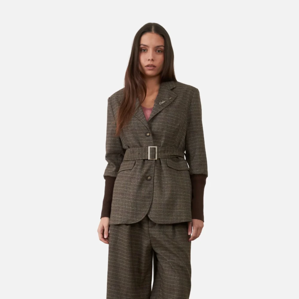 Chaqueta Orfeo cuadros cinturón